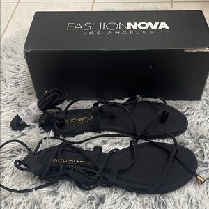 Fashion Nova Elegant Black Sandals size 5.5 new